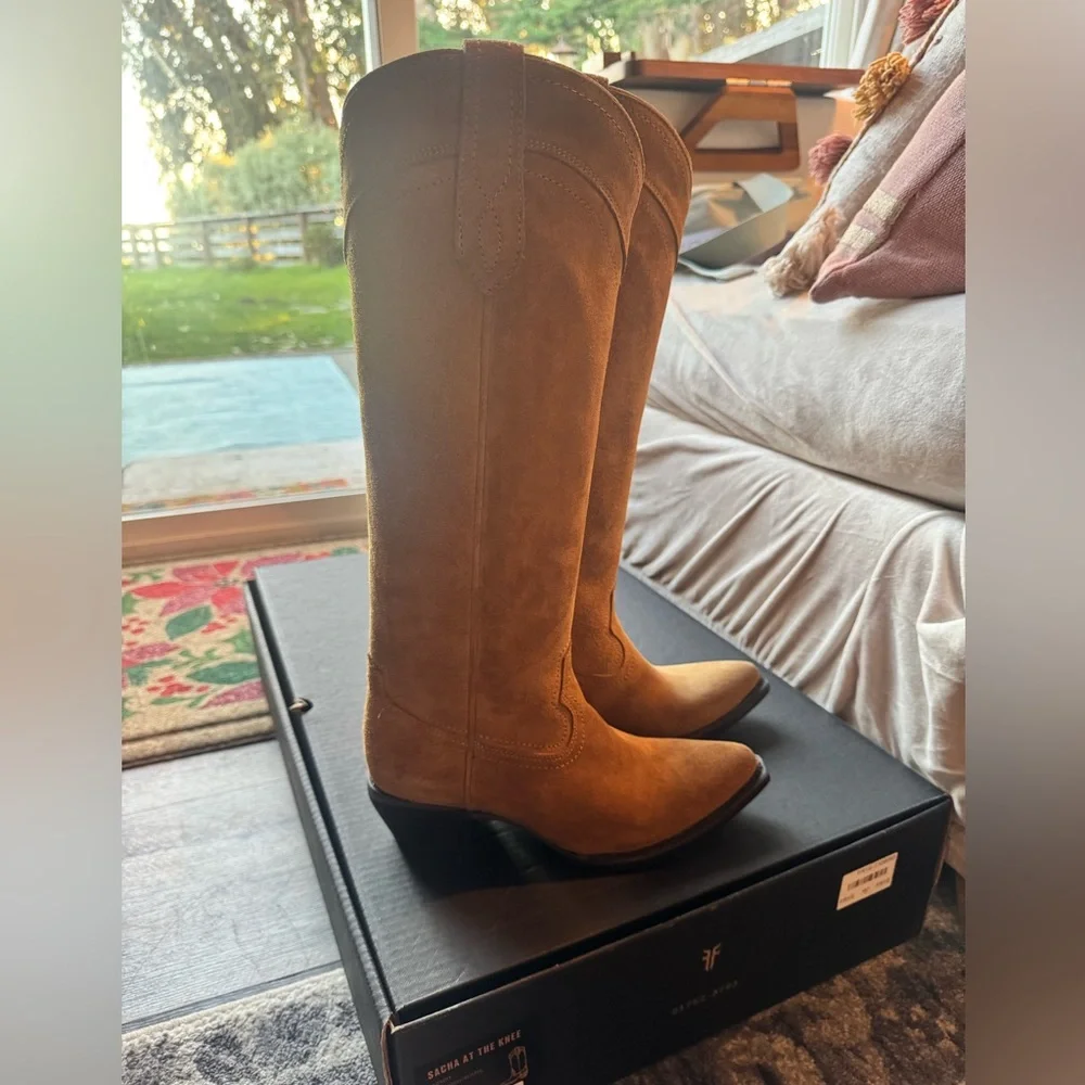 Frye Tan Sacha to the Knee Suede Boots